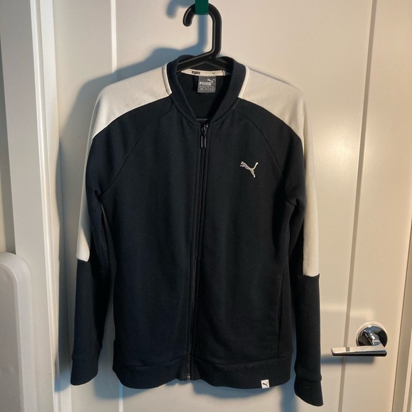 PUMA Sz M Athletic Activewear Jacket Black & White - Picture 1 of 6